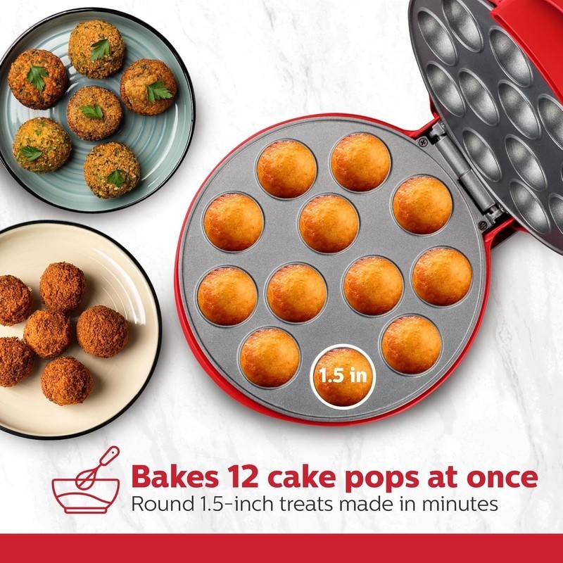 Nonstick Cake Pop Maker 12 Cup Fast Baking Compact Easy Cleanup Quick Heating US