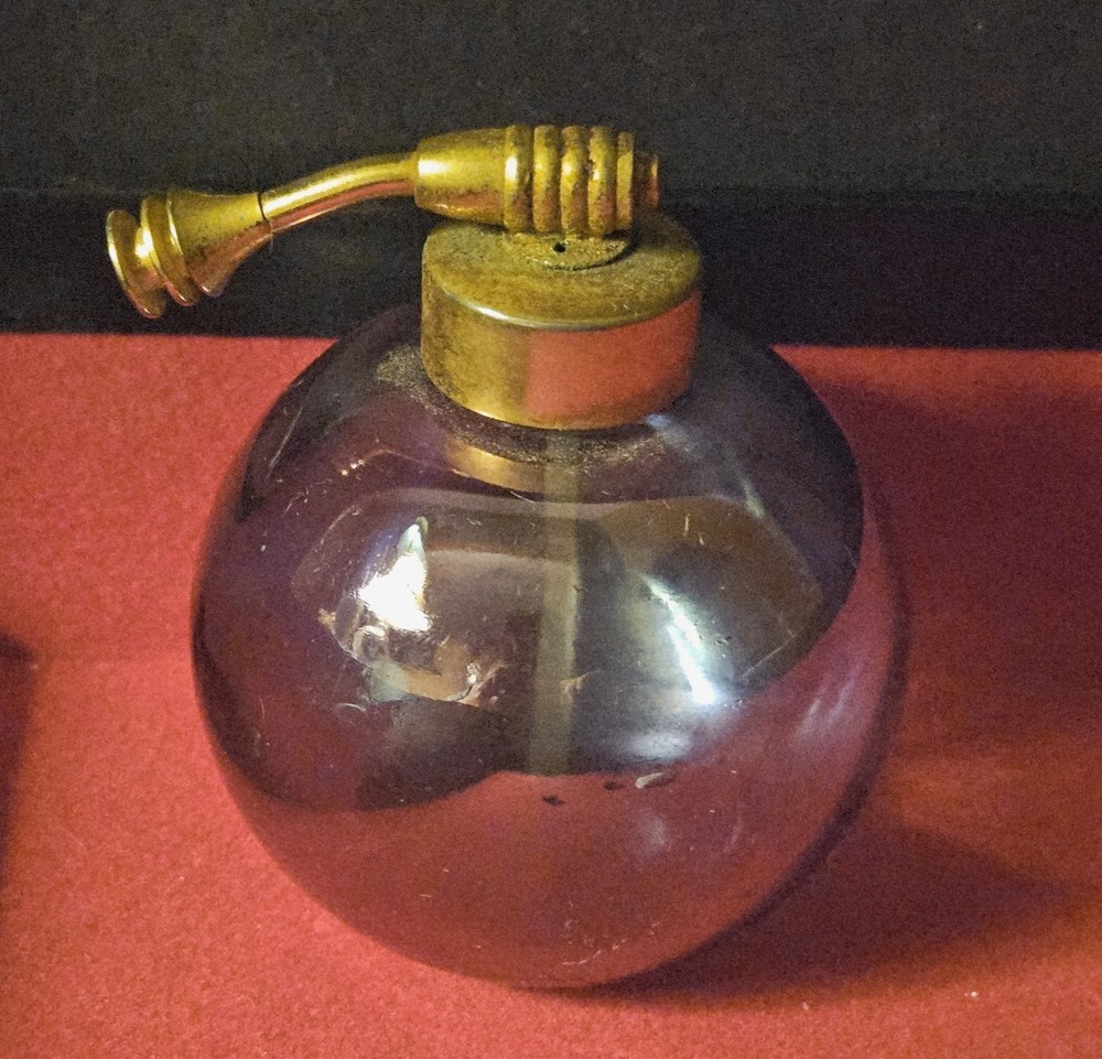 Vintage Perfume Atomizer Empty Peacock Blue Purple Bottle