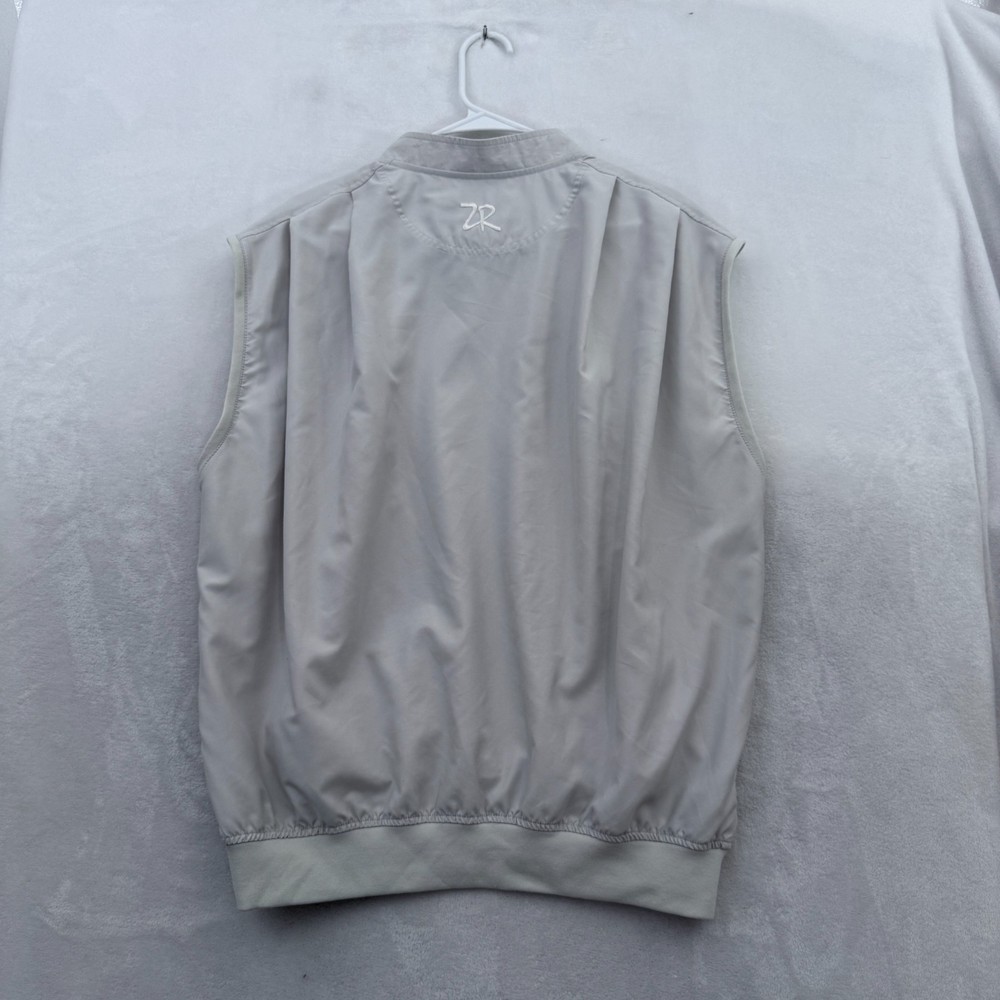 Zero Restriction Vest Mens M Cream Windbreaker Golf Pullover Logo Embroidered