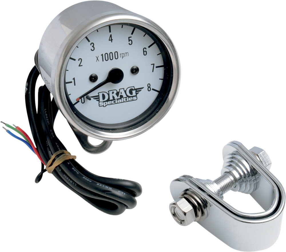 Drag Specialties 8000 rpm Chrome Electronic Tachometer 2.4" for Harley Davidson