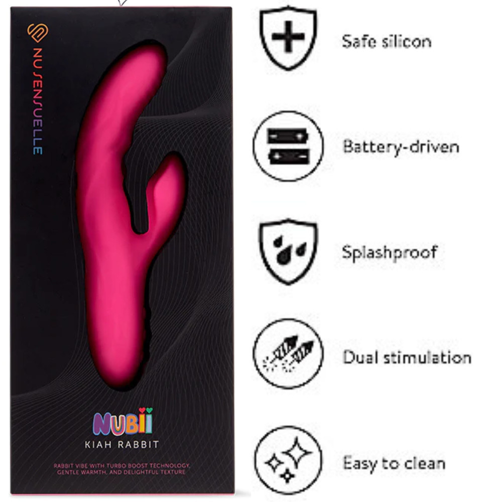 Ribbed Texture Rechargeable Rabbit Vibrator Dual Stimulator Waterproof Vibe