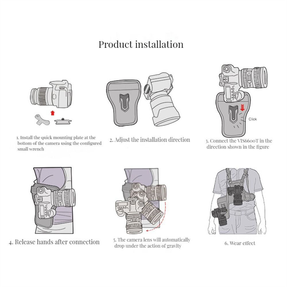 Dual 2 Camera Carrying Chest Harness System Vest Quick Strap with Side Holster