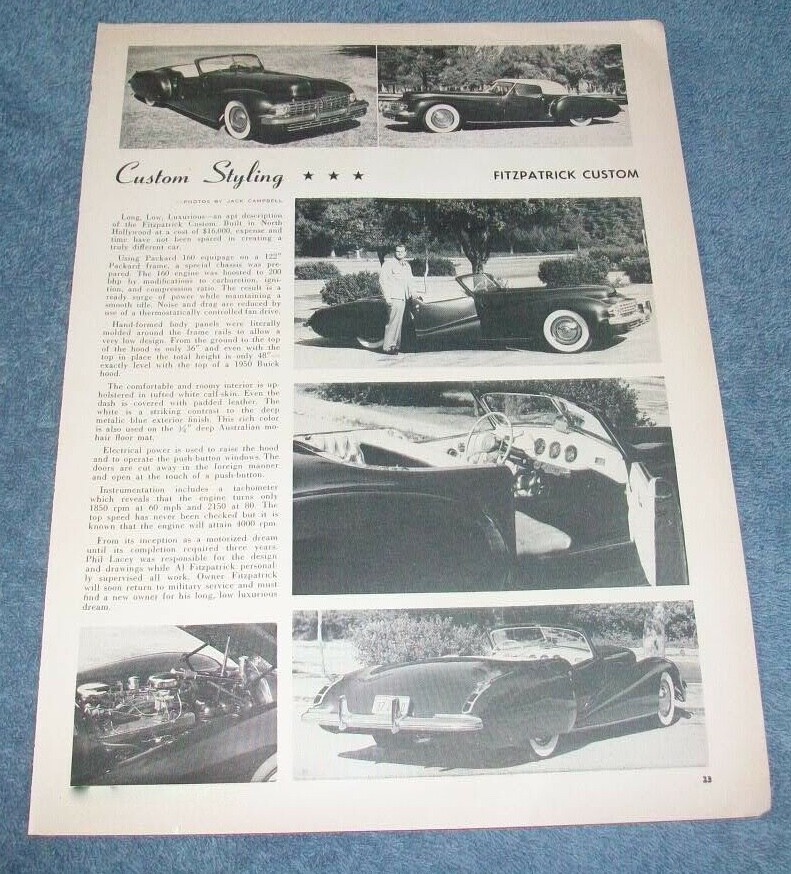 Albert Fitzpatrick's 1940 Custom Packard 160 Vintage Article ---From 1950---