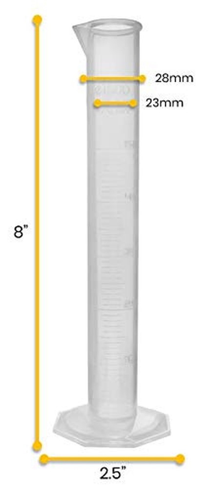 EISCO Graduated Cylinder, 50mL - Class B Tolerance - Octagonal Base - Polypro...