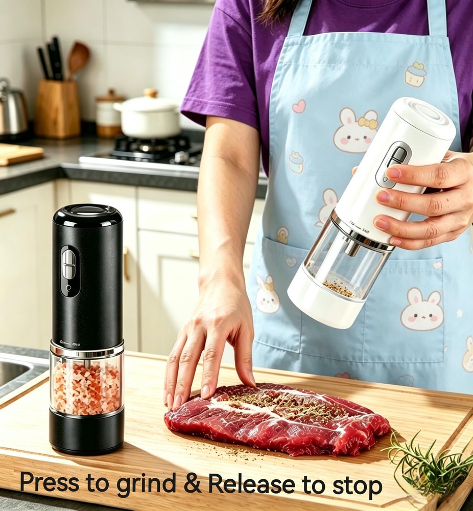 Pepper Grinder Mill Automatic Spice Grinder Rechargeable Salt Shaker Salt Mil...