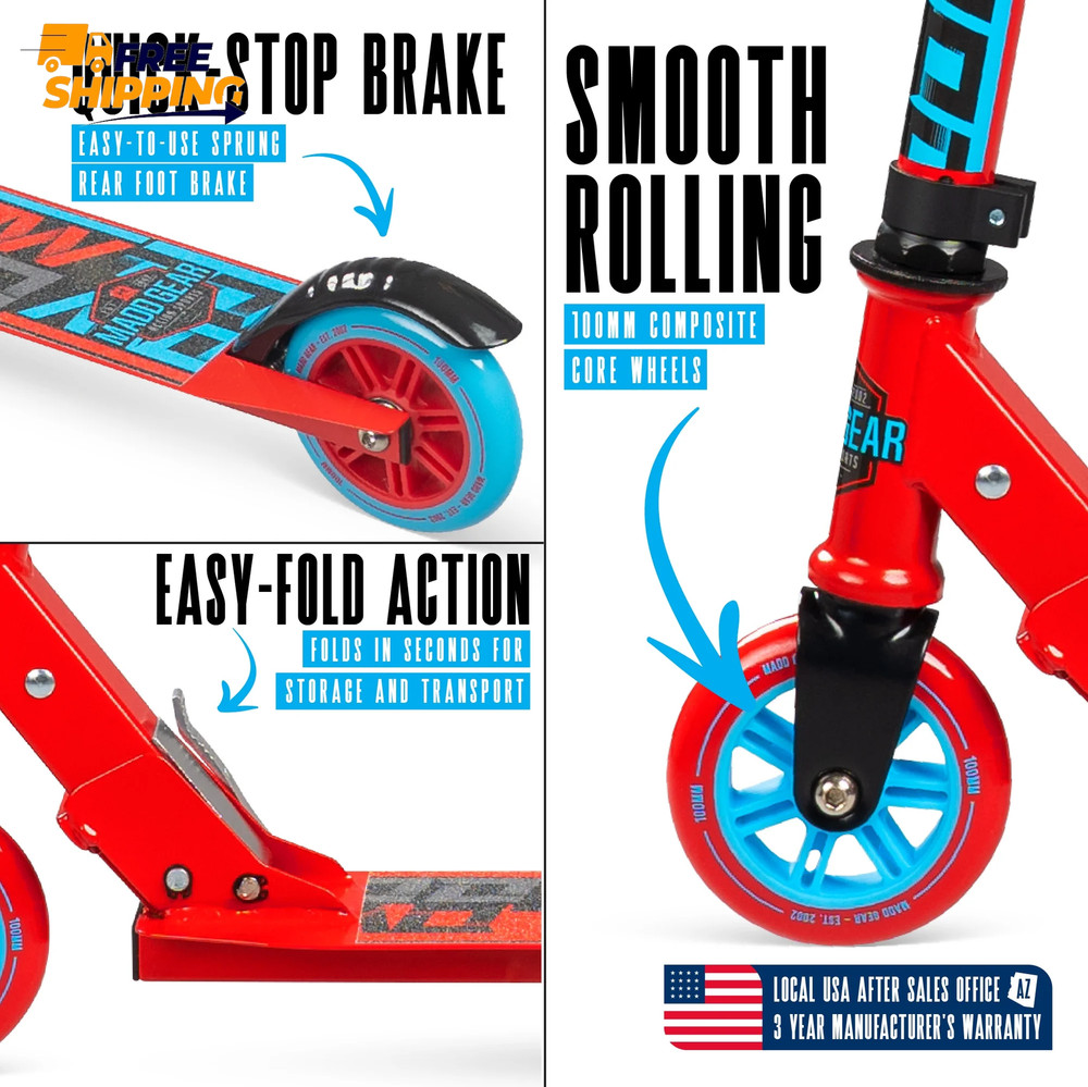 Kids Folding Kick Scooter – Lightweight Steel Frame, Adjustable Handlebar