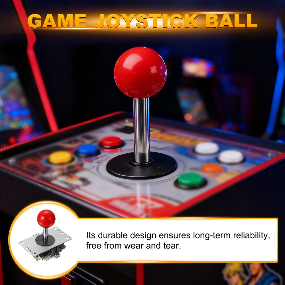 Arcade Joystick, 8 Ways Competition Style Long Handle Joystick, Bright Red