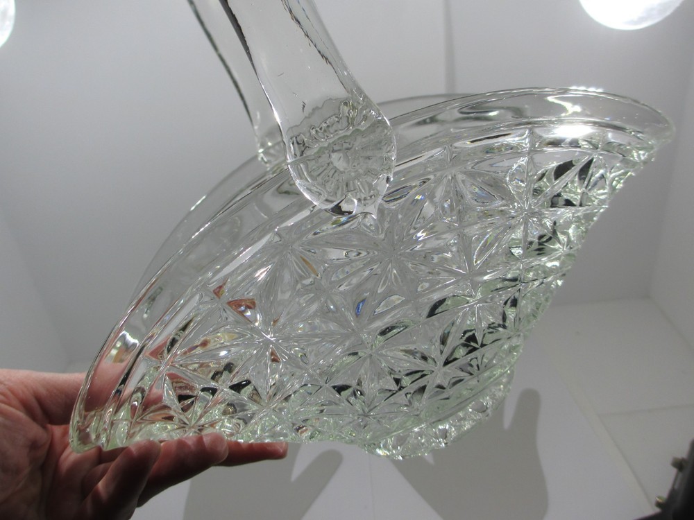 Clear thick glass basket shape planter, heavy