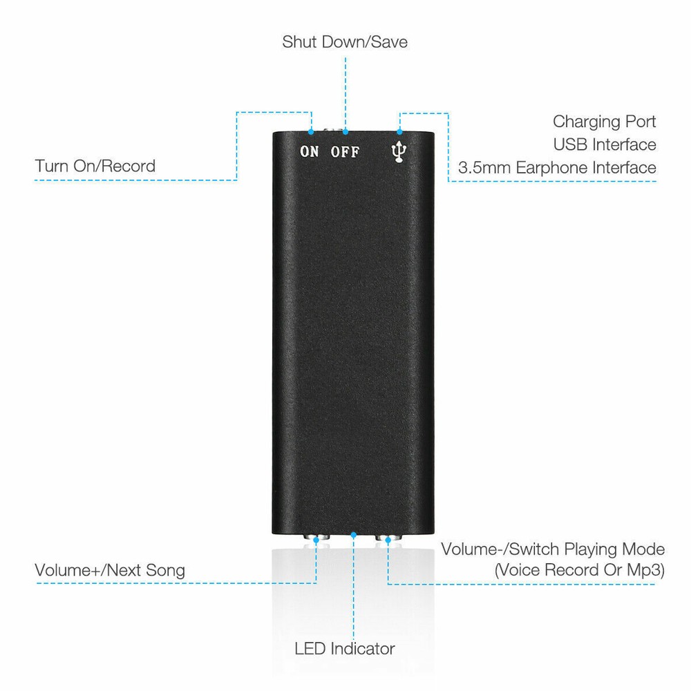 96 Hours Digital Voice Activated Audio Recorder Hidden Mini Audio MP3 Player US