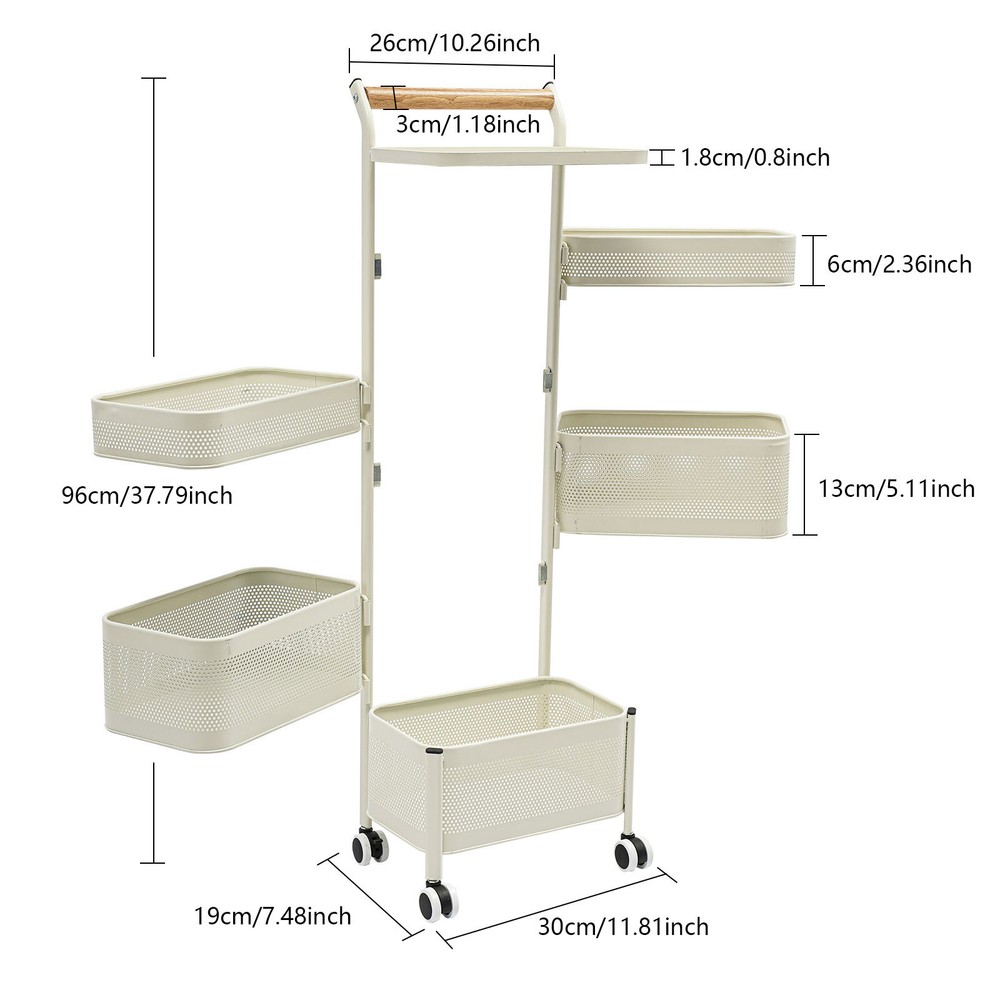 6-Tier Rotating Vegetable And Fruit Basket Rack - Kitchen Organizer