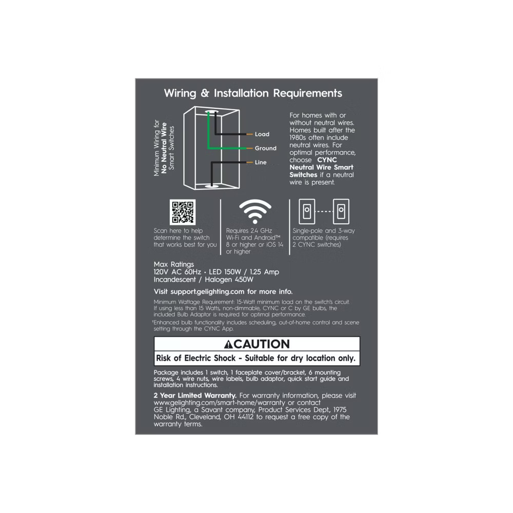 GE CYNC 3-Wire On/Off Switch Toggle
