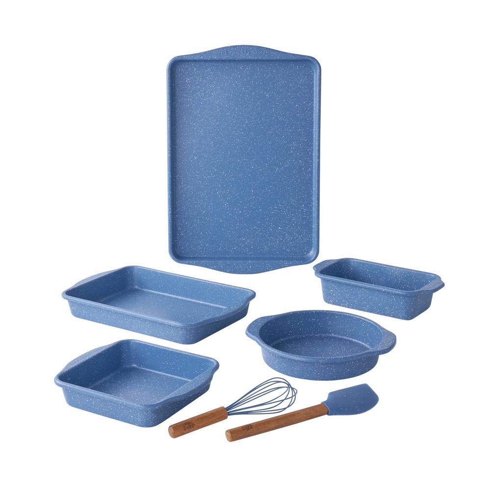 7-Piece Aluminized Steel Bakeware Set Nonstick Blue Speckle