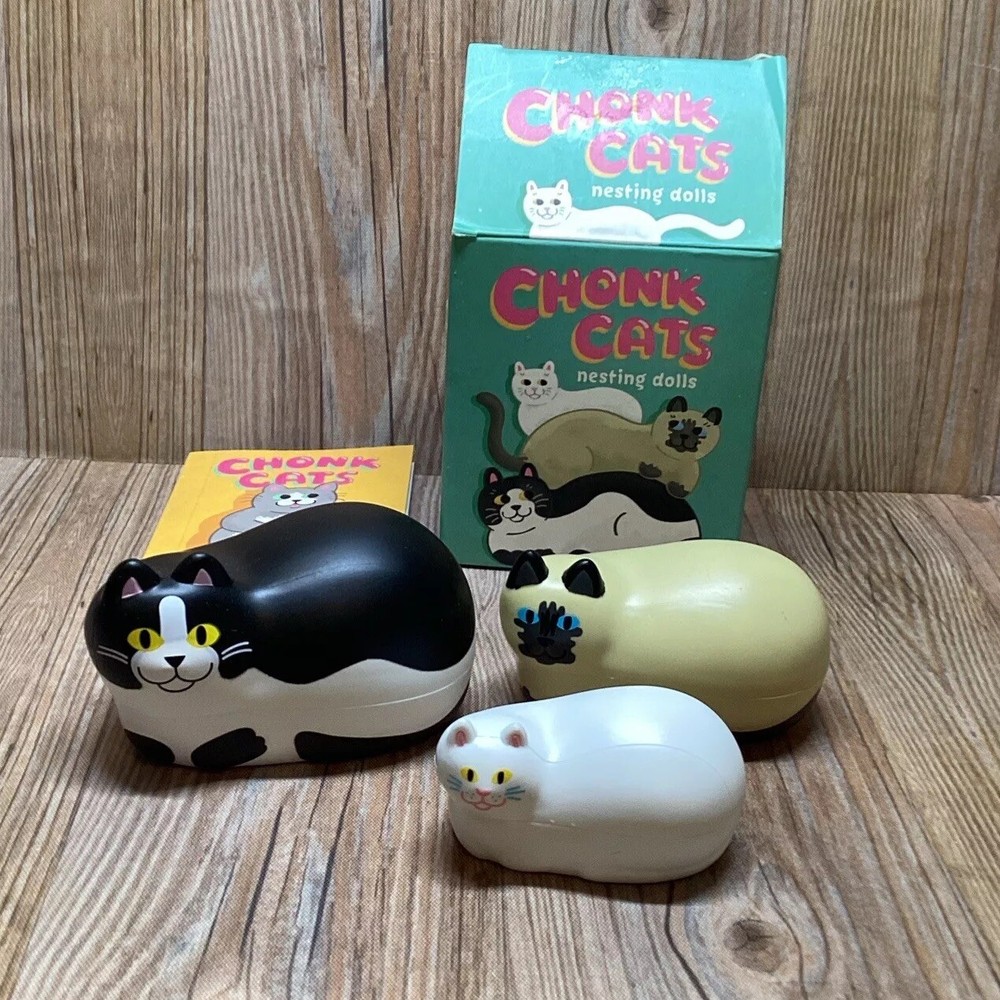 Chonk Cats 3 Pc Nesting Dolls With Mini Book