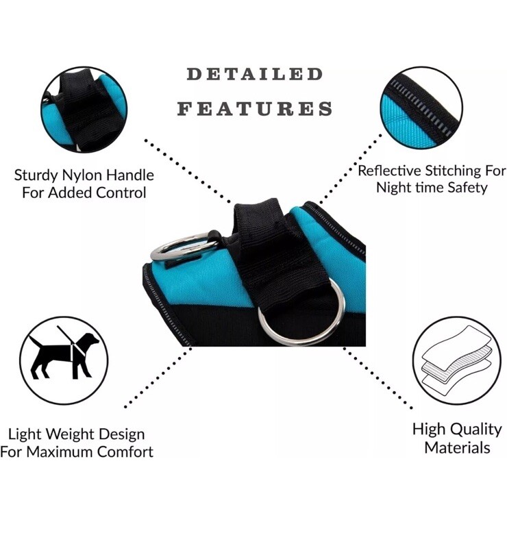 Shawn Co Size Small Blue/Black Dog Harness NWT