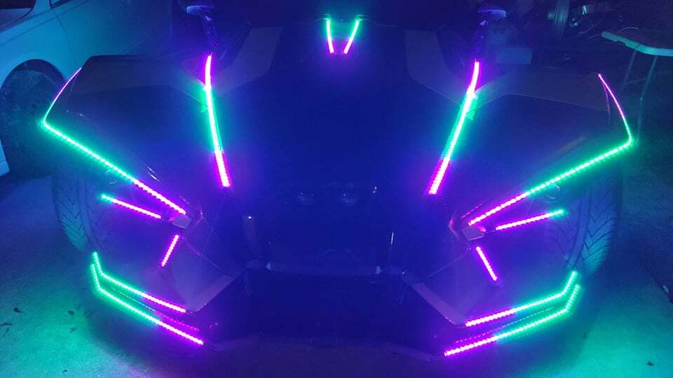 Triple Double Single Row WHITE + RGB + CHASING Light Strips Slingshot SET