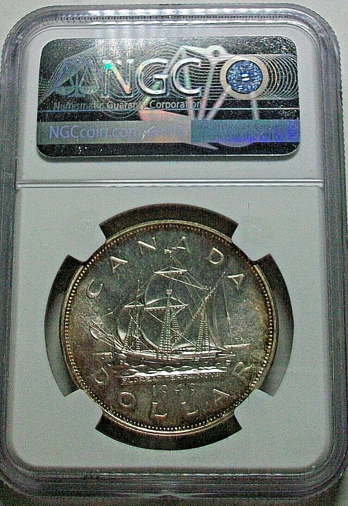 1949 CANADA GEORGE VI SILVER DOLLAR NGC MS64 KM47