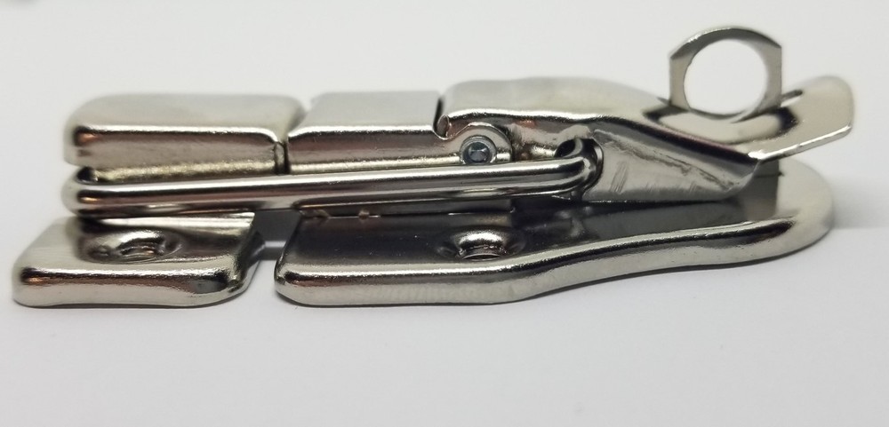 3" Nickel Plated Locking Drawbolt lock WITH PADLOCK LOOP jewelry small latch ant