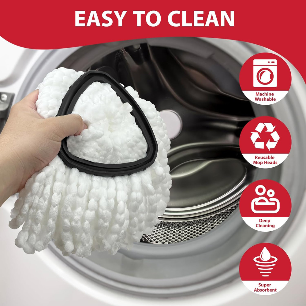 Spin Mop Replacement Set for O-Ceda EasyWring 1-Tank System, Includes 2 Mop Head