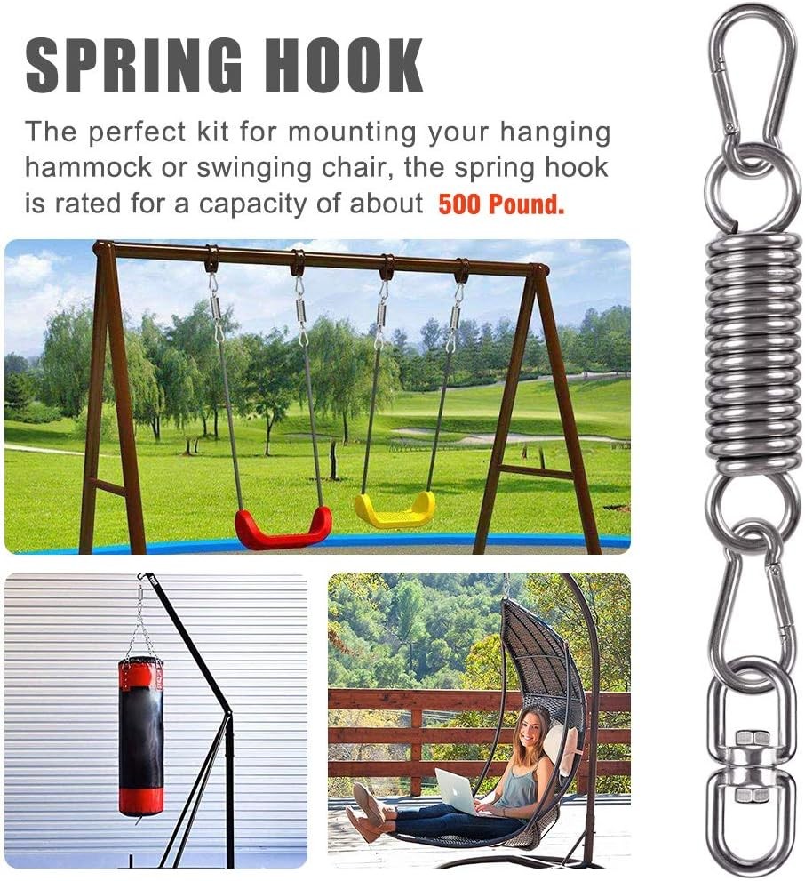 Hammock Chair Hanging Kit Swing Spring Hardware, Heavy Duty 1 Pack, Silver