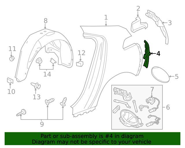 Genuine GM Driver Side Body Side Outer Panel Extension 25950983