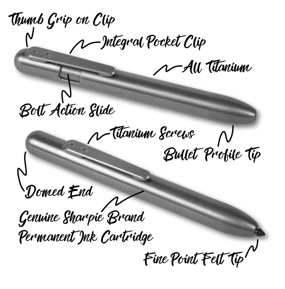MARKSMITH Titanium Bolt Action Retractable Permanent Marker - Black Ink