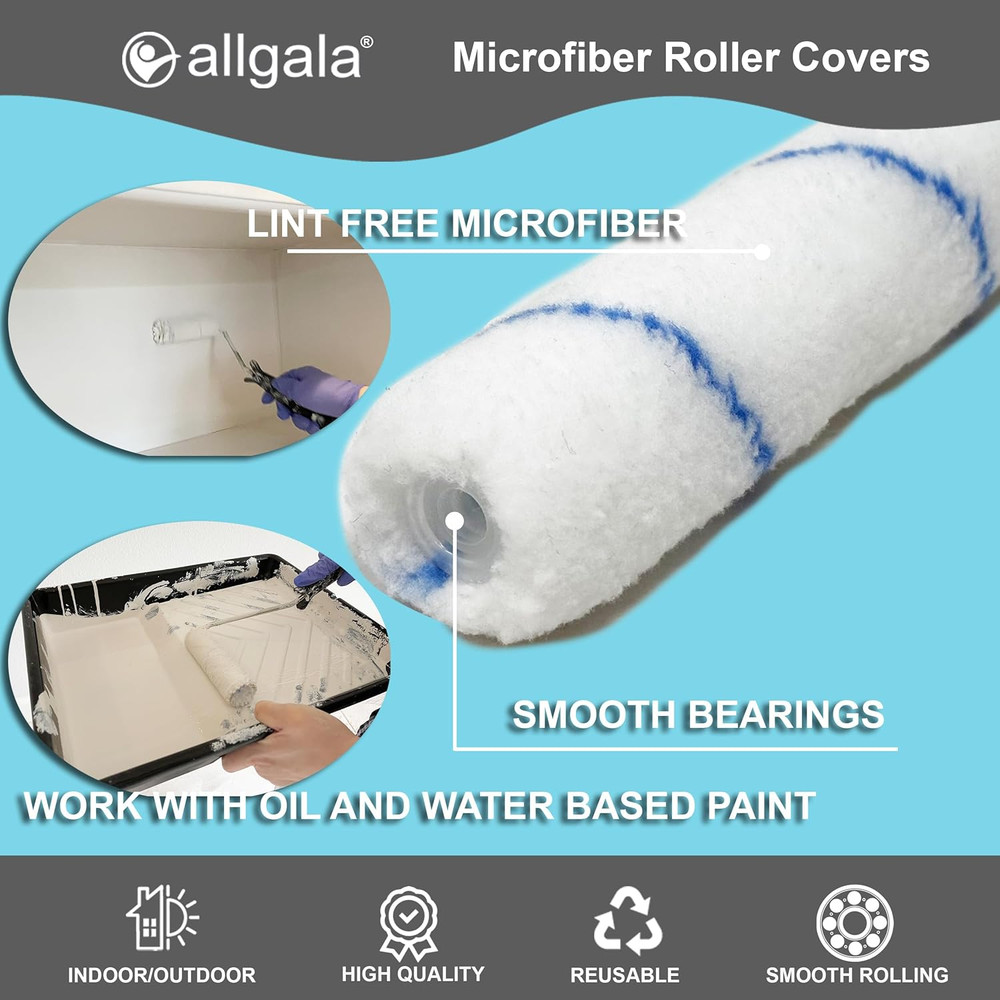 Mini Paint Roller 6" Mini 3/8" Nap Shedless Microfiber Roller Cover for
