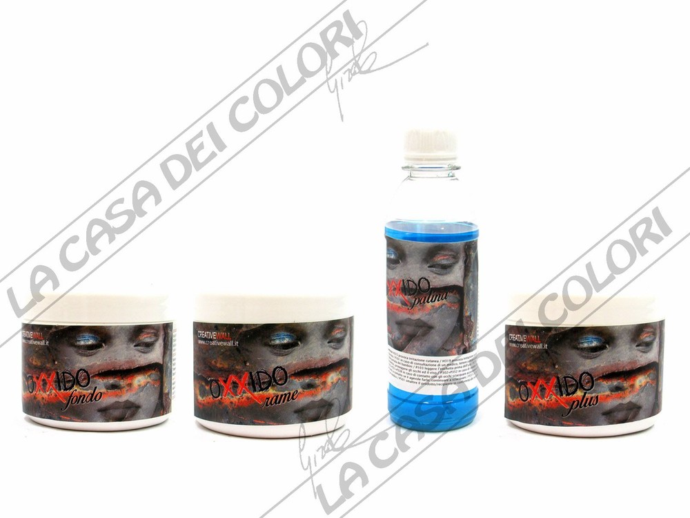 OXXIDE - 4 PCS 250ML KIT - BOTTOM + COPPER BASE + PATINA + PLUS - RUST EFFECT