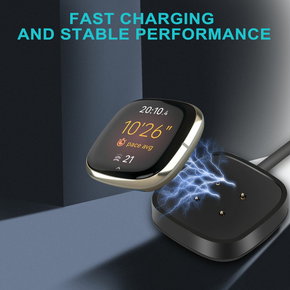 2 X Wireless Charger For Fitbit Sense/Versa 3 Watch USB Fast Charging Dock Cable