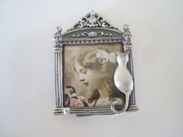The Thomas Collection Mini Pewter Picture Frame Cat 1.5"