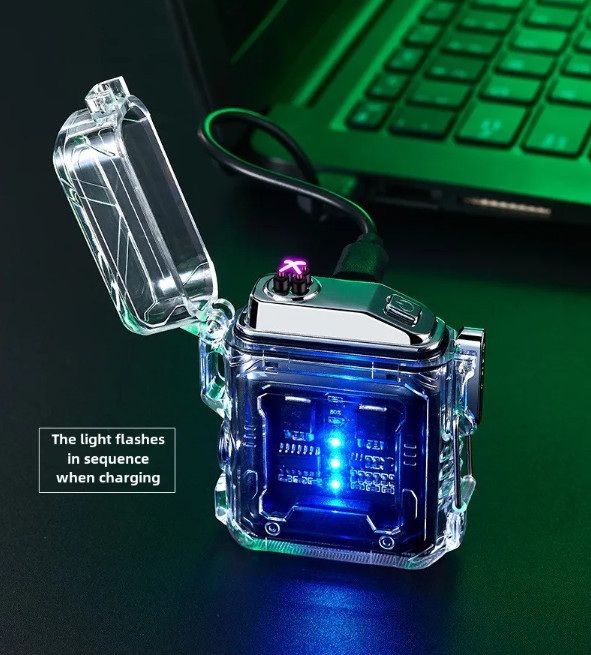USB Rechargeable Lighter Dual Arc Plasma Windproof Lighter Waterproof COB Light
