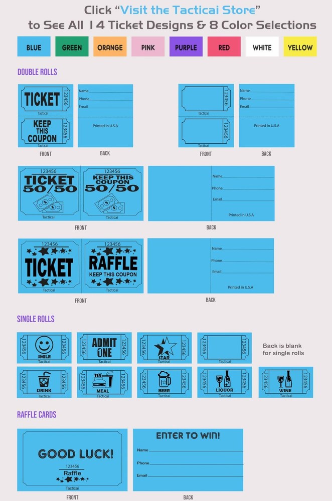 2000 Raffle Tickets, Admit One, Single Roll, Ticket for Events, Entry, Class ...