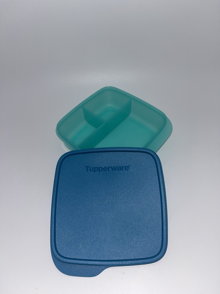 Tupperware Lunch It Bento Box Blue Peacock Divided Square Lunch Container