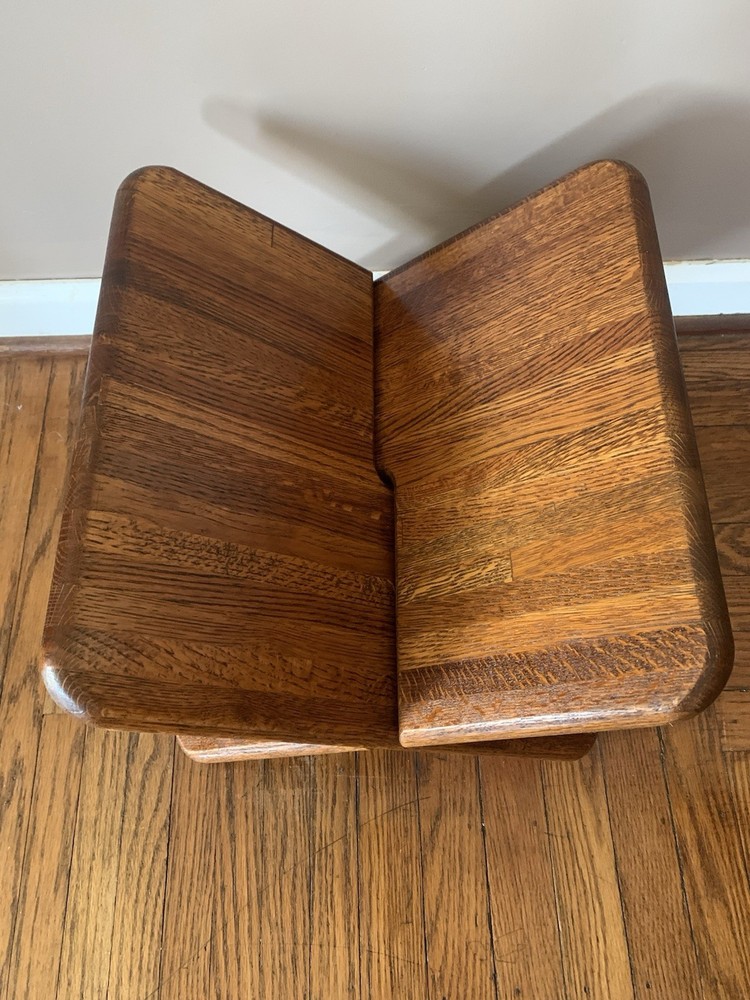 Vintage Handcrafted Solid Wood Tiger Oak Open Book Stand Reading Rest