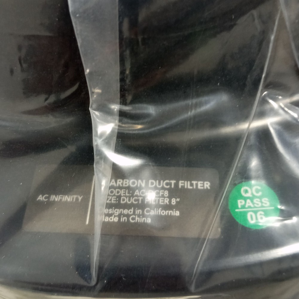 NEW OPEN BOX AC Infinity AC-DCF8 8" Charcoal Carbon Air Filter Duct