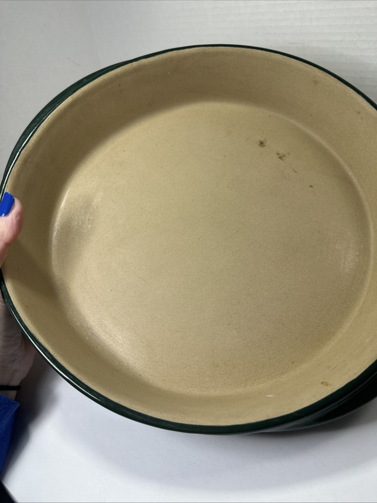 Pampered Chef Hunter Green 11" Deep Dish Stoneware Baker 1393