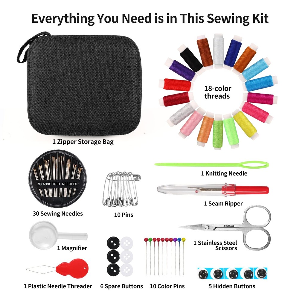Sewing Kit Basic,Marcoon Needle and Thread with 1-18 Colors