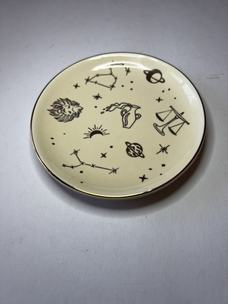 NORDSTROM CERAMIC GILDED EDGE VANITY DISH IVORY GOLD CELESTIAL NWT