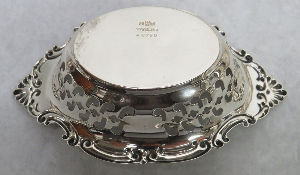 GORHAM STERLING SILVER RETICULATED 7 PIECE NUT DISH SET WITH MASTER DISH