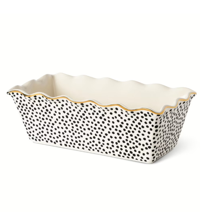 9" Ceramic Loaf Pan with Dot Pattern – Baking, Kitchen & Oven Use