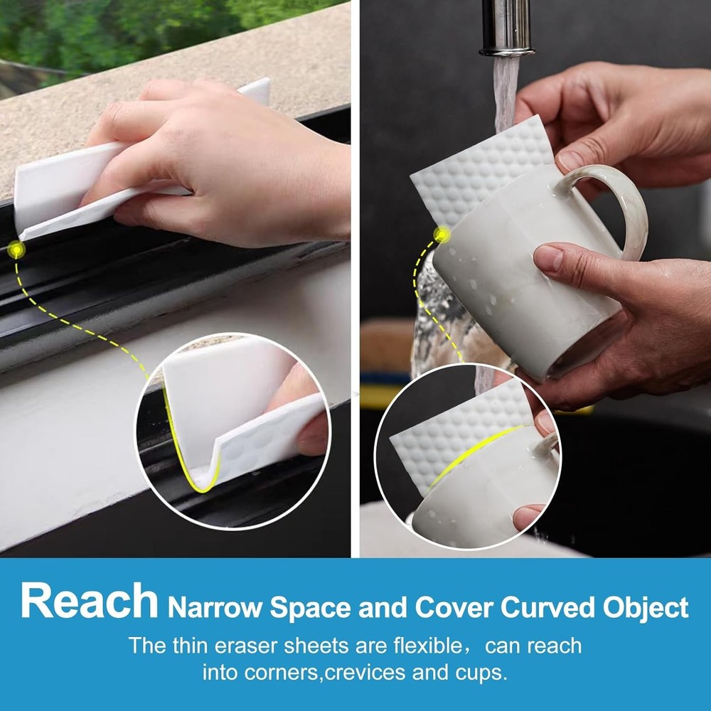 52 PCS Magic Sponge Eraser Sheets,Upgrade Convex Point Melamine 52 PCS, White