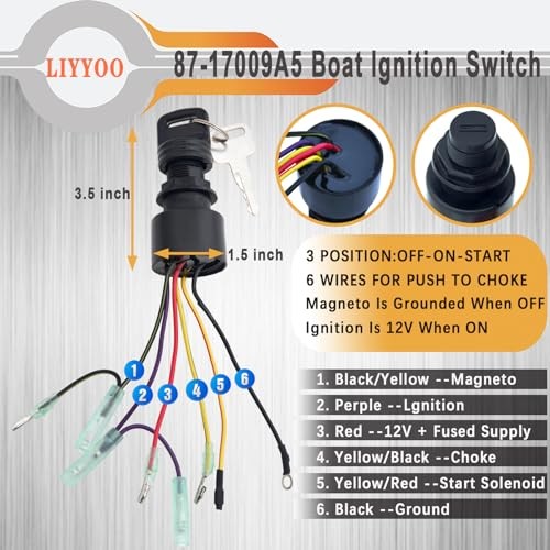 Boat Ignition Switch with Key for Mercury Mariner Outboard Motor Control Box