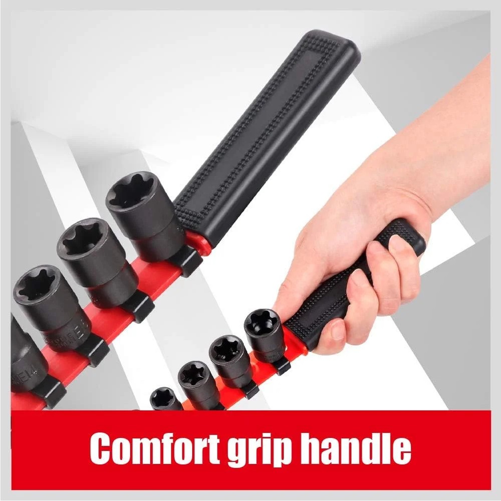 SEDY 11-Piece E-Torx Socket Set - Star Sockets Set with Socket Rail, External To