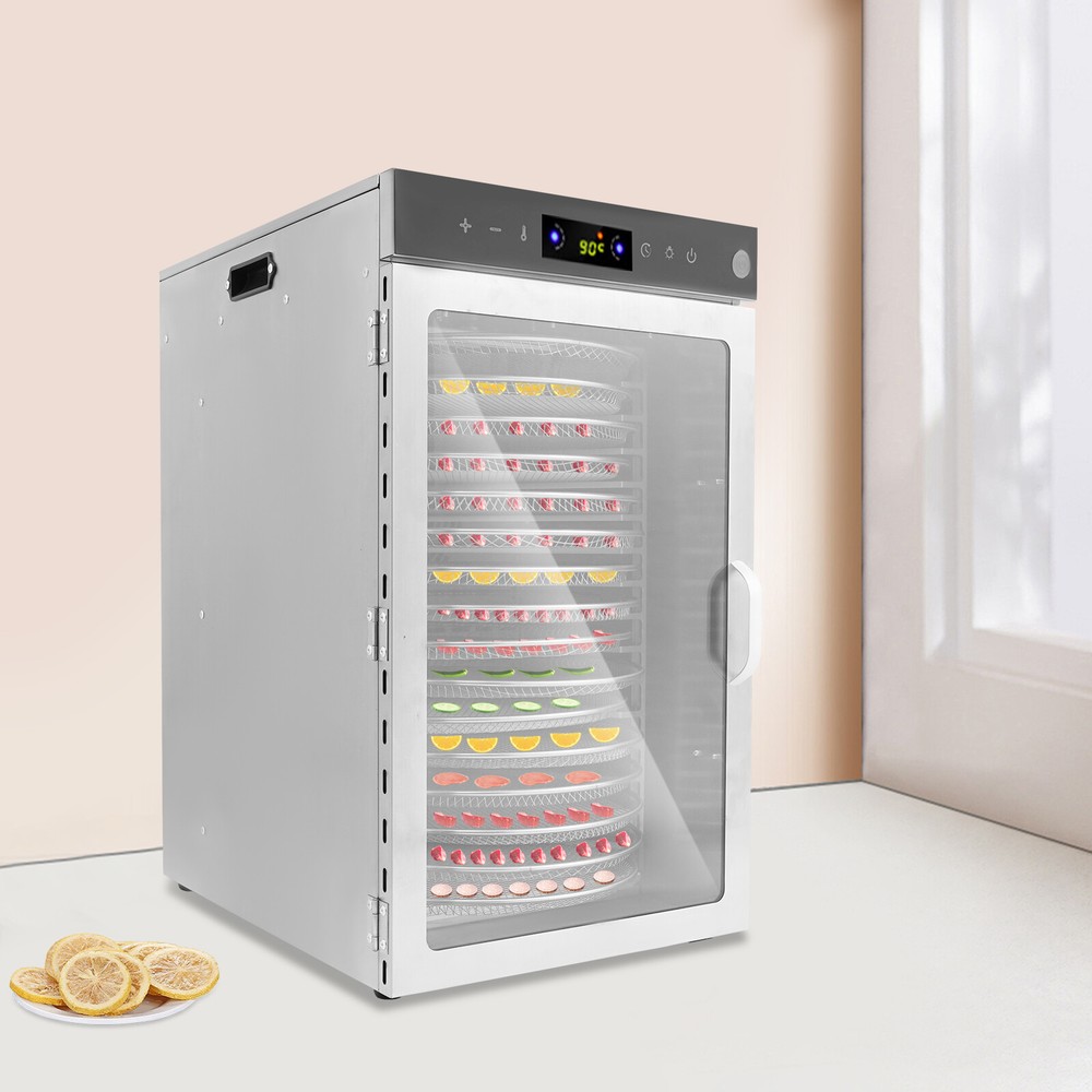 Silver Food Dehydrator 16 Trays Rectangular 110V 30-90°C for Countertop