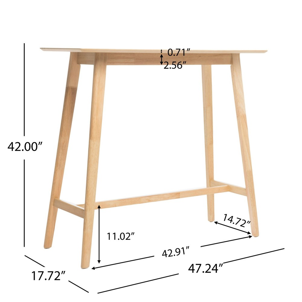 Ethel Natural Oak Finish Rectangular 3 Piece Bar Set