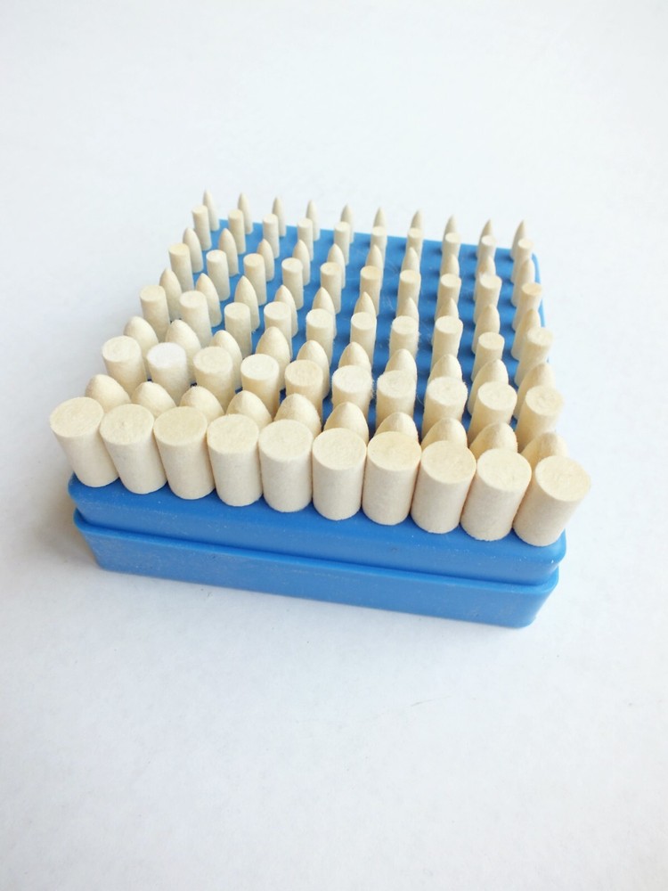 Wool Bobs for Rotary Tools Set of 100 Pieces, Mandrel Mounted Quantity