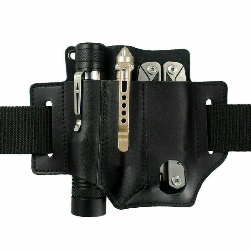 Multitools Portable Belt Pouch Leather EDC Pouch for Flashlight Pen Knife
