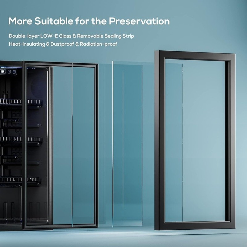 Beverage Refrigerator Quiet Cooling Adjustable Shelves LED Temperature Control