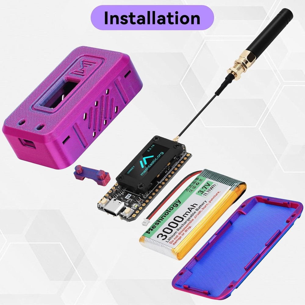 LoRa 32 V4 GPS ESP32 OLED Dev-Board WiFi + Case+ Battery+Antenna for Meshtastic