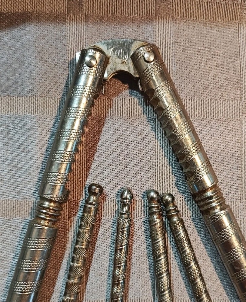 Vintage Metal Nutcracker Lobster Shell Crab Cracker Hand Held With 4 Picks