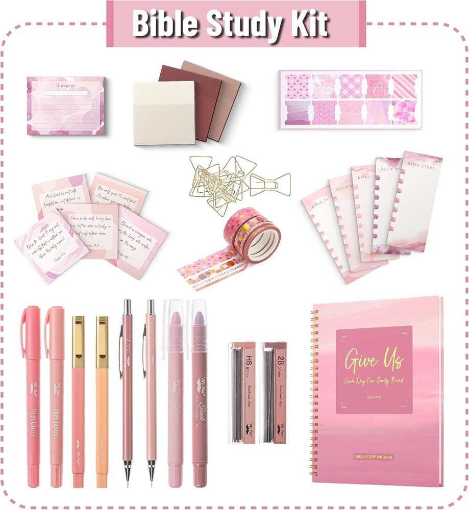 High-Quality Bible Study Kit with Refillable Highlighters & Mechanical Pencils